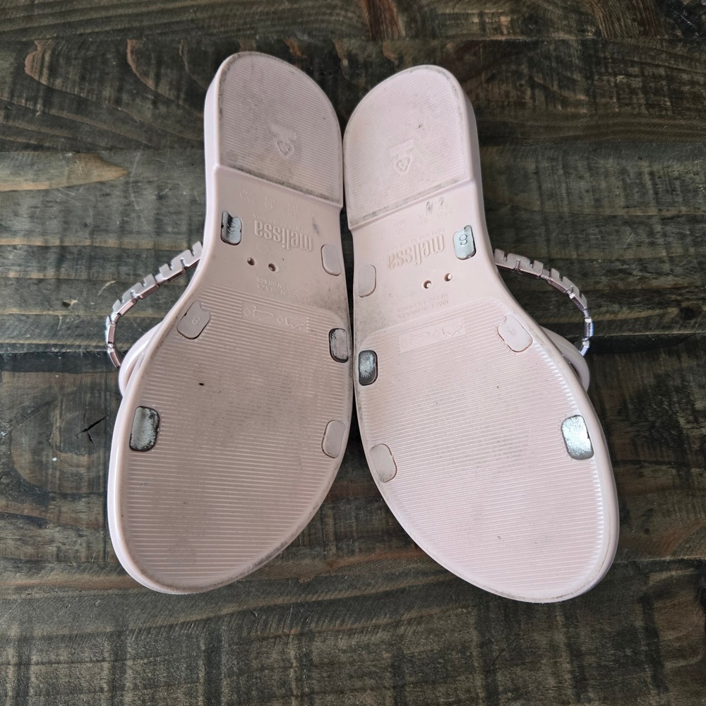 Melissa Women Pink Jelly Slide Sandals Metallic Flat Size 9, Barbiecore Poolside - Picture 6 of 7